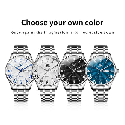 OLEVS Casual Simple Men Watch High Quality Luxury Original Stainless Steel Waterproof Fashion Business Quartz Wrist Watch Men