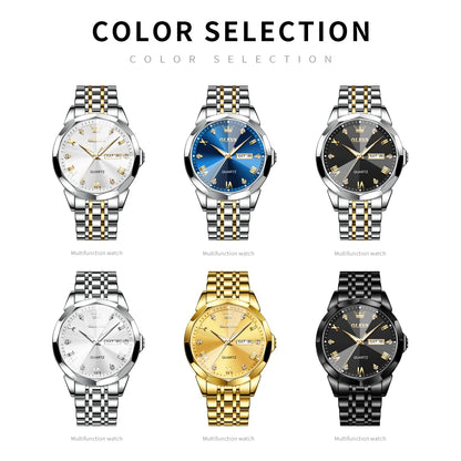 OLEVS New Fashion Top Brand Original Waterproof Watch for Men Luminous Calendar Stainless Steel Business Quartz Wrist Man Watch