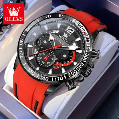 OLEVS Quartz Watch For Men 2023 New Fashion Silicone Strap Waterproof Luminous Date Week Display Sports Wristwatch Reloj Hombre