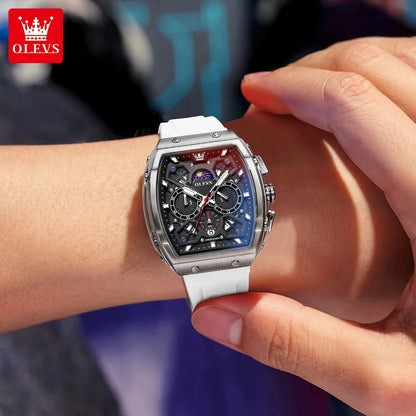 OLEVS Top Brand Fashion Trend New Men Watch Best Selling Original Silicone Strap Multifunction Quartz Luxury Men's Wrist Watches