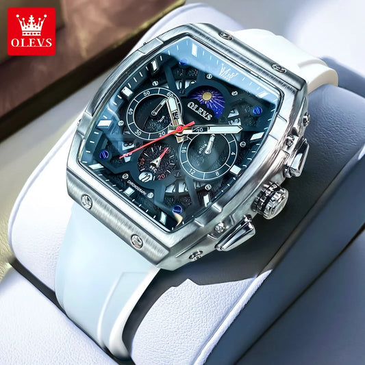 OLEVS Top Brand Fashion Trend New Men Watch Best Selling Original Silicone Strap Multifunction Quartz Luxury Men's Wrist Watches