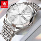 OLEVS Casual Fashion Business Men Quartz Watch Stainless Steel Waterproof Calendar Luminous Original Luxury Men's Wrist Watches