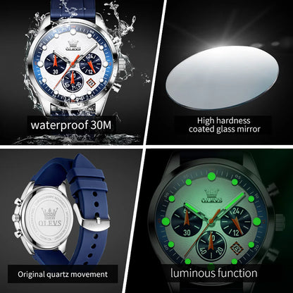 OLEVS High Quality Sports Watch for Men Original High-end Luxury Men's Wrist Watches Waterproof Silicone Strap Male Quartz Watch