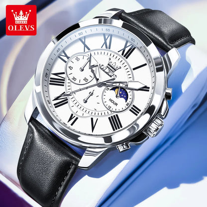 OLEVS Best Selling High Quality Fashion Business Men Watch Top Brand Original Leather Strap Waterproof Quartz Wrist Watch Men