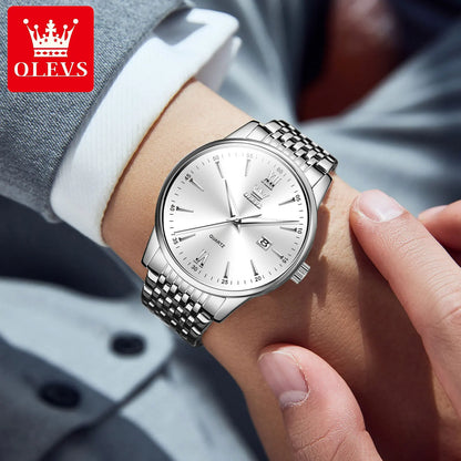 OLEVS High-end Luxury Watches for Men Fashion Original Stainless Steel Men's Watches Top Brand Man Quartz Wristwatch Hand Clock