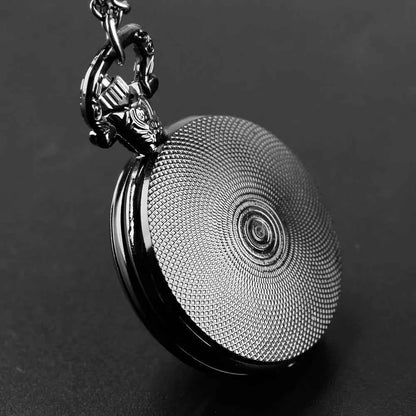 Vintage Classic Route 66 American Highway Pocket Watch Design with Dual-Tone Black Colors, Precise Quartz Movement  Watch Gift