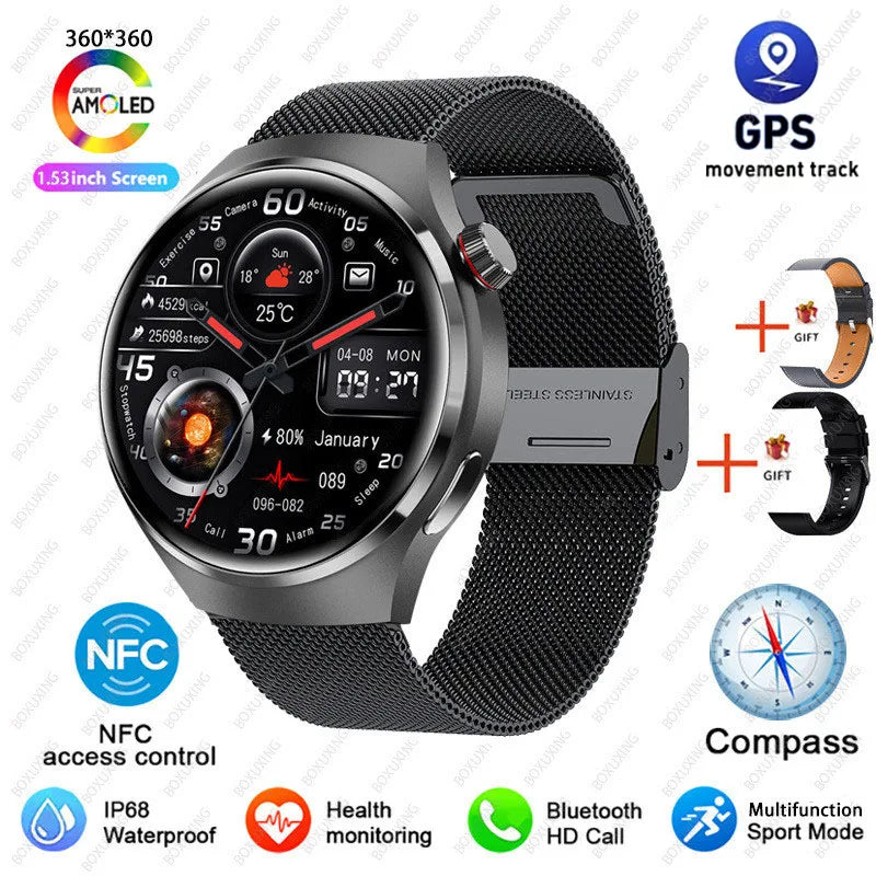 For Huawei Watch 4 Pro Smart Watch Men GPS Sports Tracker NFC  1.53" HD Screen Health Monitor Watches Bluetooth Call SmartWatch