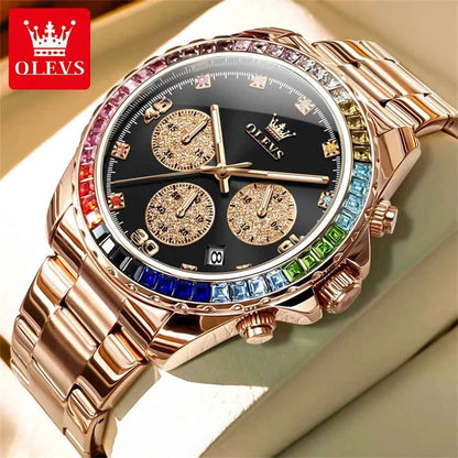 OLEVS High Quality Fashion Luxury Quartz Men Watch Top Brand Original Stainless Steel Waterproof Multifunction Wrist Watch Men