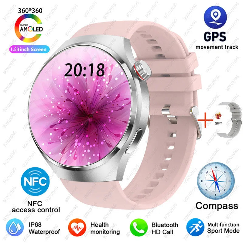 For Huawei Watch 4 Pro Smart Watch Men GPS Sports Tracker NFC  1.53" HD Screen Health Monitor Watches Bluetooth Call SmartWatch