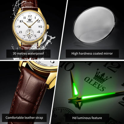 OLEVS Best Selling Original Leather Watches for Men Casual Simple Business Wrist Watch Men Fashion Waterproof Men Quartz Watch