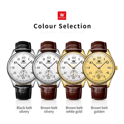 OLEVS Best Selling Original Leather Watches for Men Casual Simple Business Wrist Watch Men Fashion Waterproof Men Quartz Watch