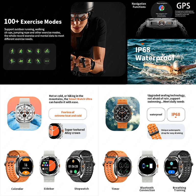 Smart Watch For Samsung Galaxy Watch 7 Ultra New GPS Compass NFC Smartwatch Man Outdoor Sports Bluetooth call Smart Watches Men