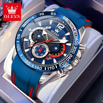 OLEVS Quartz Watch For Men 2023 New Fashion Silicone Strap Waterproof Luminous Date Week Display Sports Wristwatch Reloj Hombre