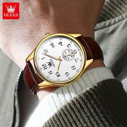 OLEVS Best Selling Original Leather Watches for Men Casual Simple Business Wrist Watch Men Fashion Waterproof Men Quartz Watch