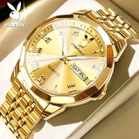 PLAYBOY Luxury Original Men Quartz Watch Top Brand Casual Fashion Watch for Men Waterproof Calendar Luminous Men's Wrist Watches