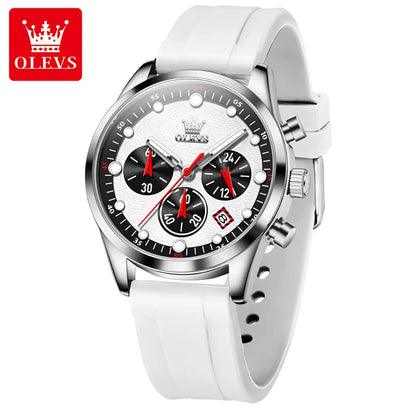 OLEVS High Quality Sports Watch for Men Original High-end Luxury Men's Wrist Watches Waterproof Silicone Strap Male Quartz Watch
