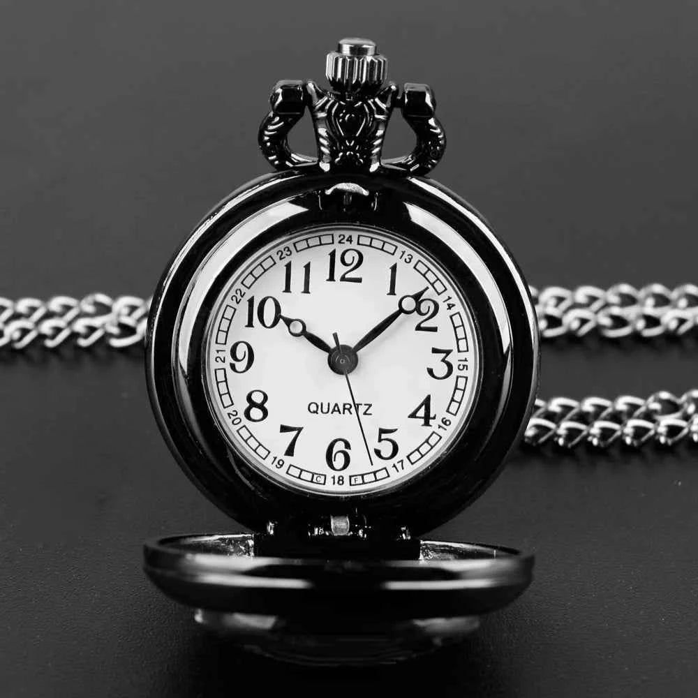 Classic Vintage Black Motorcycle Quartz Pocket Watch, Necklace Pendant With World Time Feature, Ideal Gift For Men & Women and K