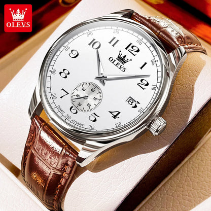 OLEVS Best Selling Original Leather Watches for Men Casual Simple Business Wrist Watch Men Fashion Waterproof Men Quartz Watch