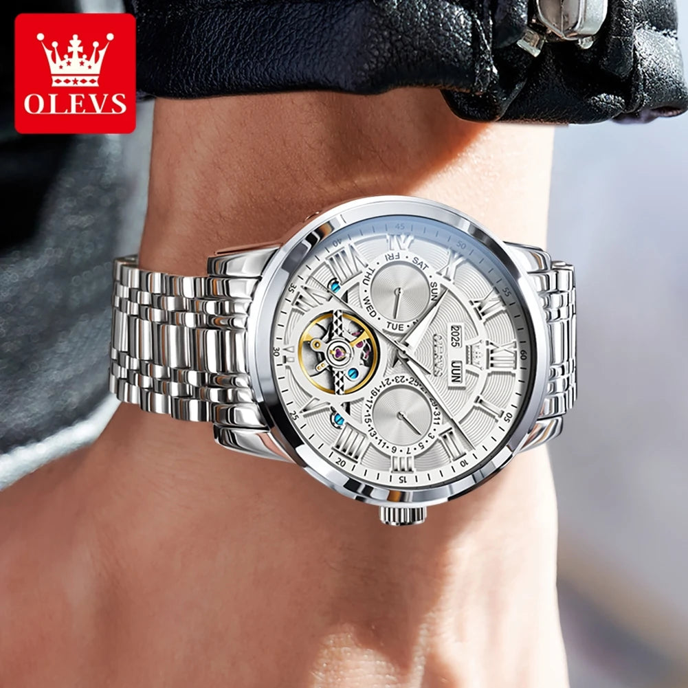 OLEVS Casual Fashion Automatic Mechanical Men Watch Best Selling High Quality Original Stainless Steel Waterproof Watch for Men