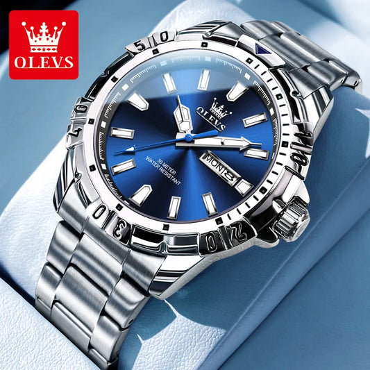 OLEVS Men's Watches Top Brand Classics Original Watch for Men Waterproof Luminous Stainless Steel Date Week Fashion Diving Type