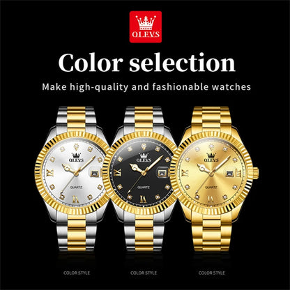 OLEVS Casual Luxury Men Watch Best Selling Fashion Stainless Steel Waterproof Calendar Luminous Quartz Business Wrist Watch Men