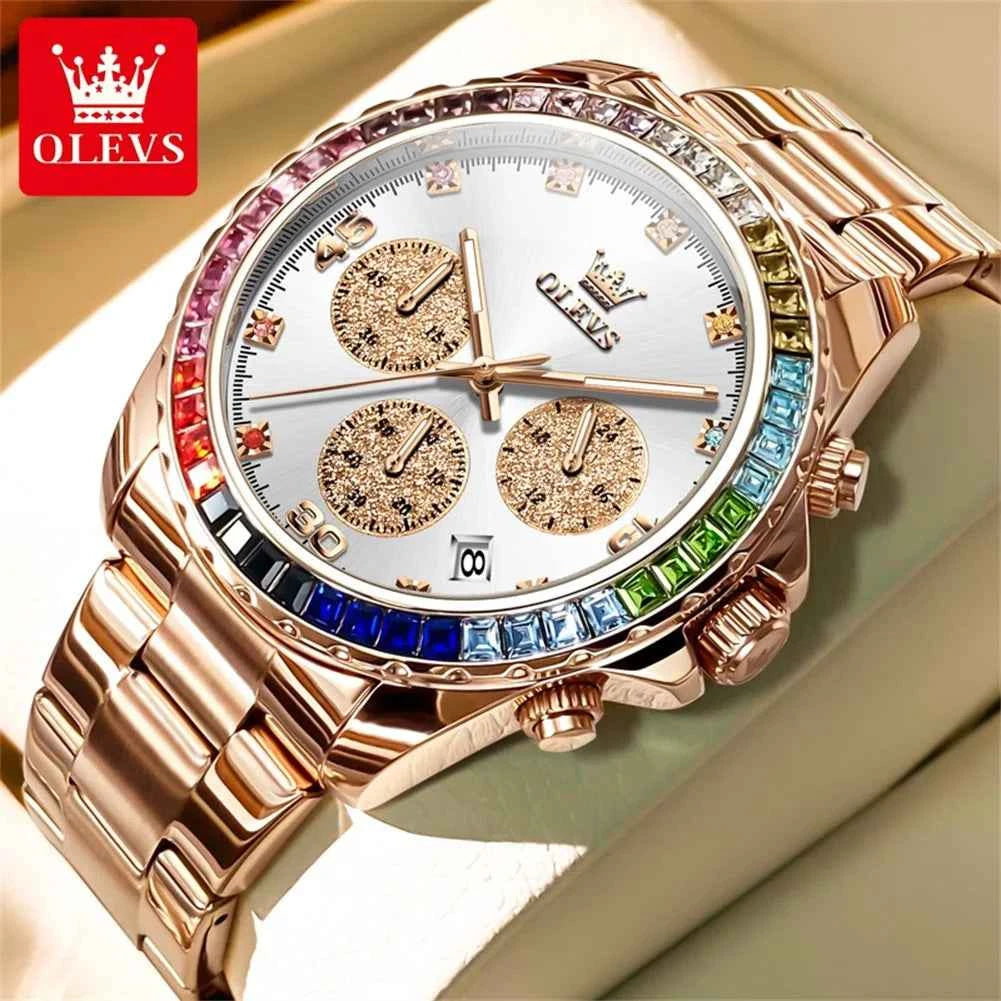 OLEVS High Quality Fashion Luxury Quartz Men Watch Top Brand Original Stainless Steel Waterproof Multifunction Wrist Watch Men