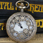 Retro Black Hollow Gear Design With Necklace Pocket Watch Gift Pendant Clock For Mlae Kids Relogio Saati