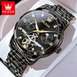 OLEVS Stainless Steel Men Automatic Mechanical Watch Original Skeleton Waterproof Wrist Watch Men Fashion Trend Watches for Men