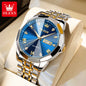 OLEVS New Fashion Top Brand Original Waterproof Watch for Men Luminous Calendar Stainless Steel Business Quartz Wrist Man Watch
