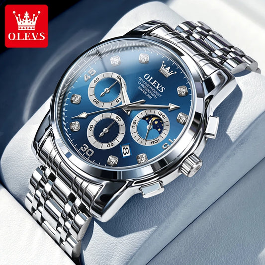 OLEVS Luxury Watch for Men Original Fashion Business Man Quartz Wristwatches Waterproof Stainless Steel Mens Watch Reloj Hombre