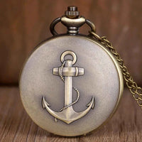 Retro Anchor Hook Cartoon Design Quartz Pocket Watch with Necklace Chain Pendant Gift Men's Elegant Clock