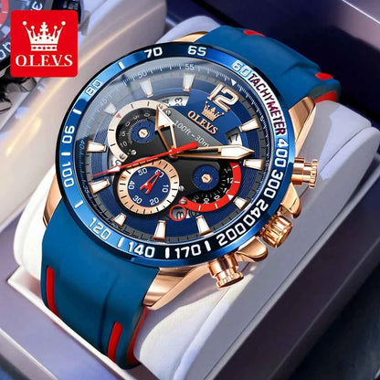 OLEVS Quartz Watch For Men 2023 New Fashion Silicone Strap Waterproof Luminous Date Week Display Sports Wristwatch Reloj Hombre