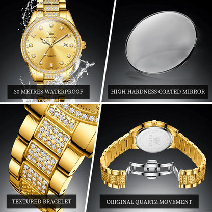 OLEVS Original Fashion Quartz Watch for Men Stainless Steel Waterproof Calendar Luminous High Quality Fashion Wrist Watch Men