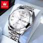 OLEVS New Fashion Top Brand Original Waterproof Watch for Men Luminous Calendar Stainless Steel Business Quartz Wrist Man Watch