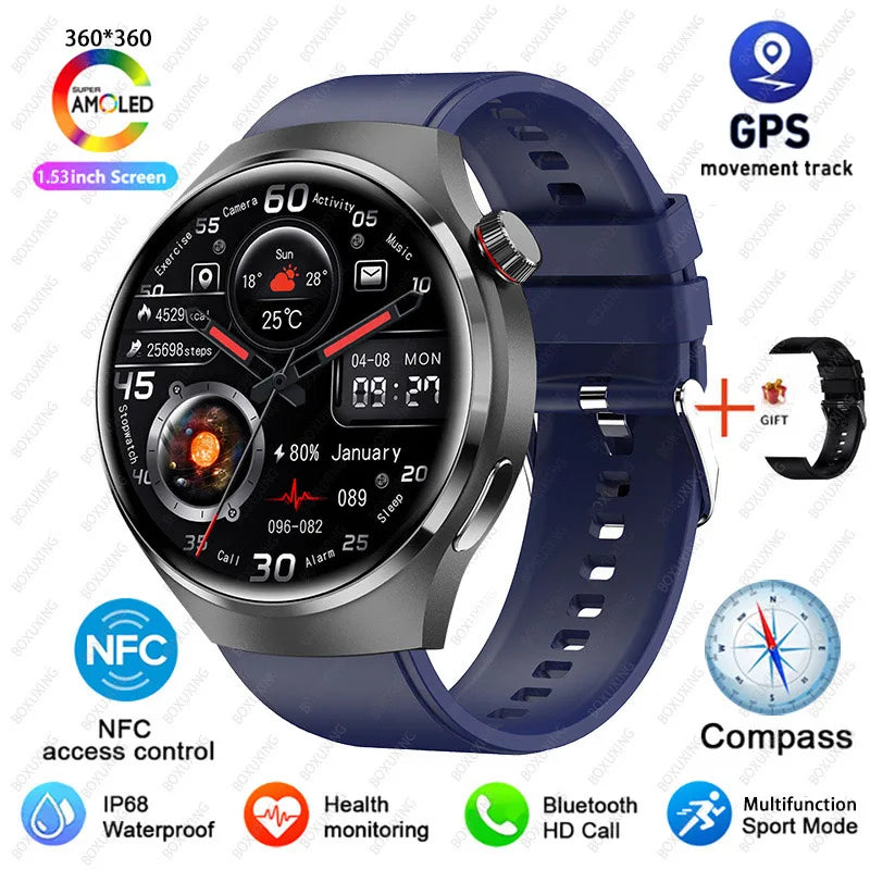 For Huawei Watch 4 Pro Smart Watch Men GPS Sports Tracker NFC  1.53" HD Screen Health Monitor Watches Bluetooth Call SmartWatch