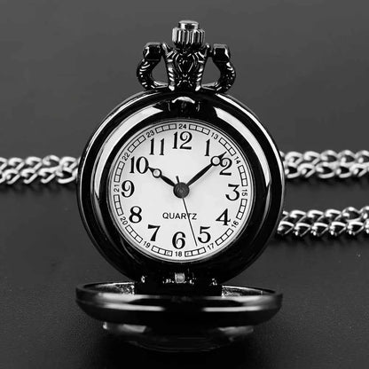 Retro Unique Silvery Horse Animal Design Necklace Pendant Quartz Pocket Watch, Cool Exquisite Accessory for Men Women and Kids