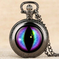 Vintage Eye Pattern Mini Pocket Watch Design with Necklace Pendant, Precise Quartz Movement Watch,Gift Watch for Male Kids