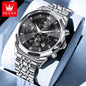 OLEVS Top Brand Fashion Business Watch for Men Original Stainless Steel Waterproof Calendar Quartz Multifunction Wrist Watch Men