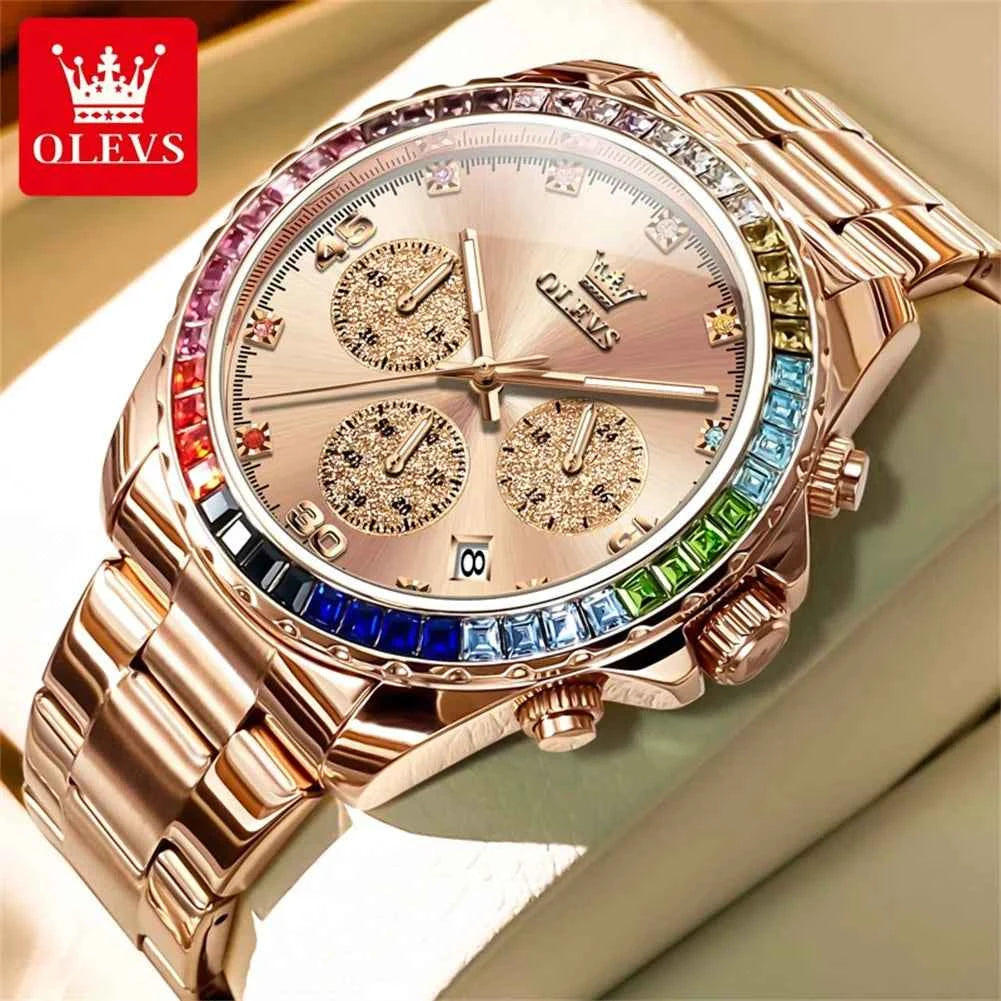 OLEVS High Quality Fashion Luxury Quartz Men Watch Top Brand Original Stainless Steel Waterproof Multifunction Wrist Watch Men