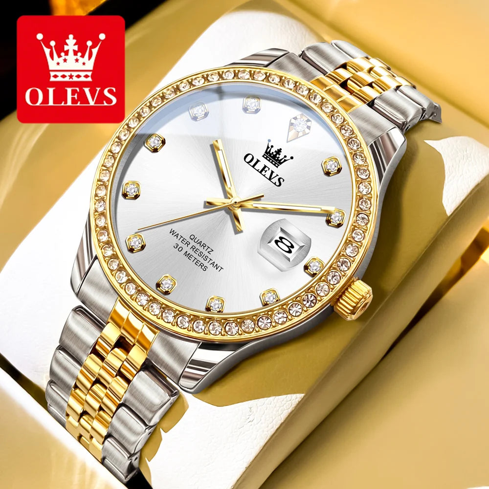 OLEVS Top Brand Luxury Men's Wrist Watches High Quality Casual Fashion Waterproof Calendar Luminous Quartz Original Men Watch