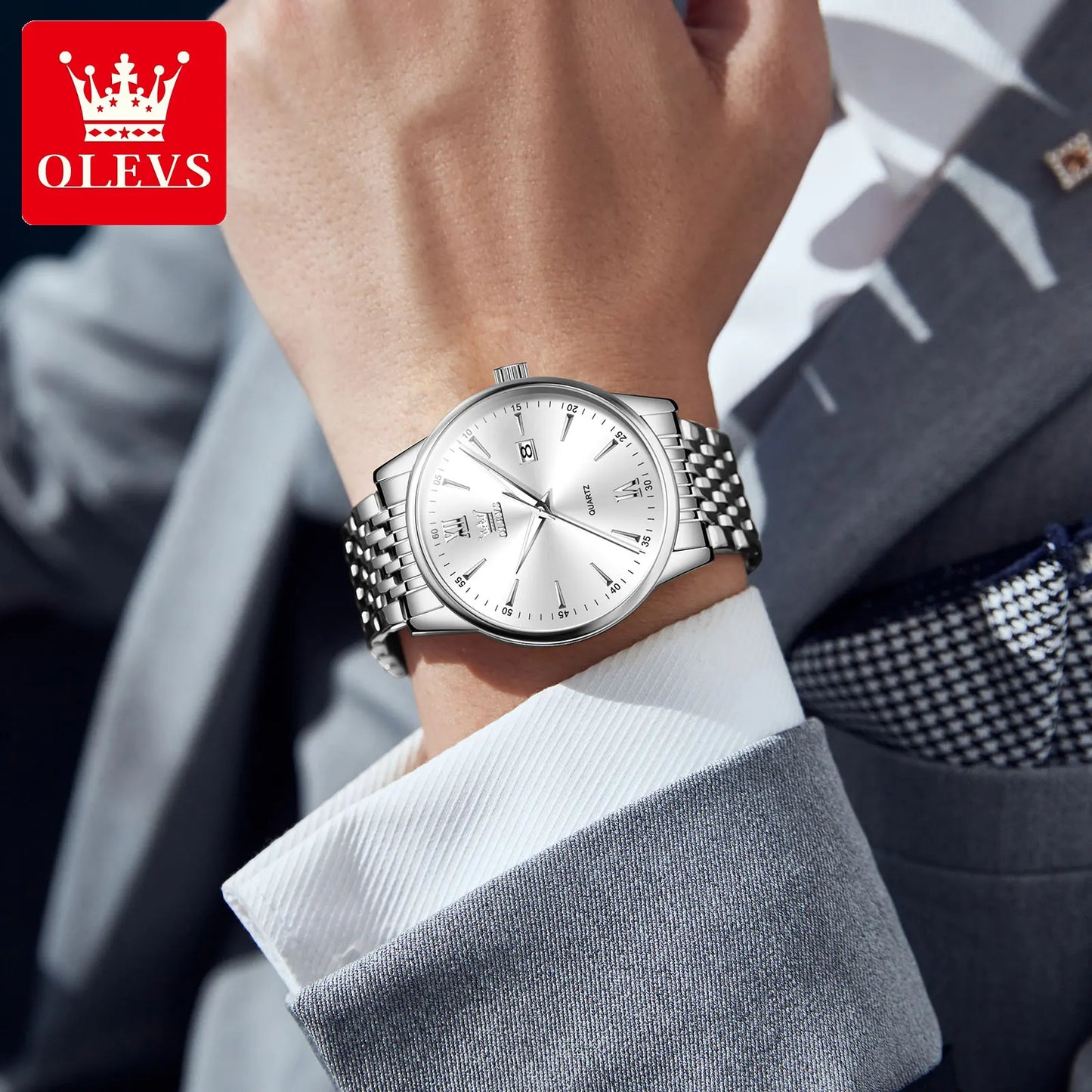 OLEVS High-end Luxury Watches for Men Fashion Original Stainless Steel Men's Watches Top Brand Man Quartz Wristwatch Hand Clock