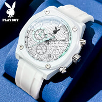 PLAYBOY High Quality Multifunction Men Watch Fashion Luxury Watch for Men New Original Silicone Strap Quartz Men's Wrist Watches