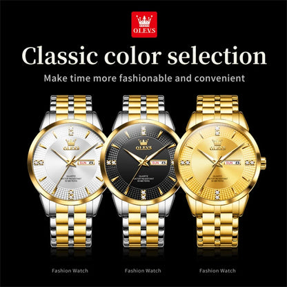 OLEVS High Quality Luxury Watch for Men Original Stainless Steel Waterproof Dual Calendar Quartz Fashion Business Men's Watches