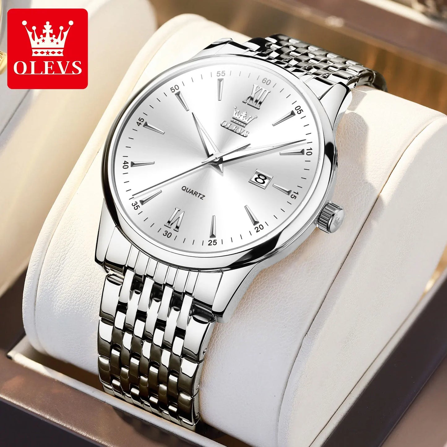OLEVS High-end Luxury Watches for Men Fashion Original Stainless Steel Men's Watches Top Brand Man Quartz Wristwatch Hand Clock