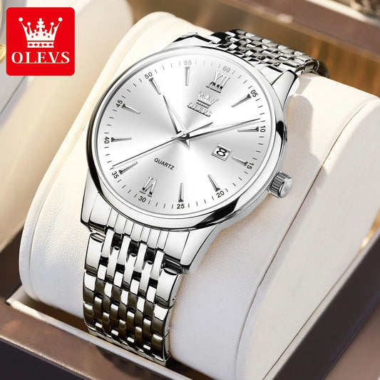 OLEVS High-end Luxury Watches for Men Fashion Original Stainless Steel Men's Watches Top Brand Man Quartz Wristwatch Hand Clock