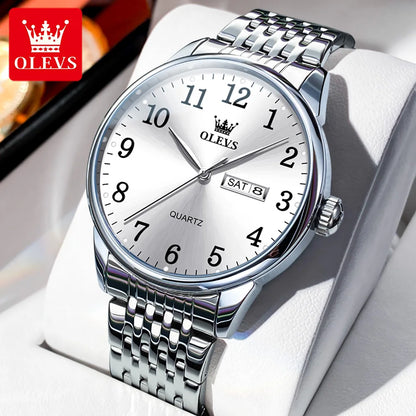 OLEVS Classic Men's Watch Quartz Leather Strap Digital Dial Wristwatches Date Business Casual Watches for Men Relogios Masculino