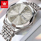 OLEVS Casual Fashion Business Men Quartz Watch Stainless Steel Waterproof Calendar Luminous Original Luxury Men's Wrist Watches