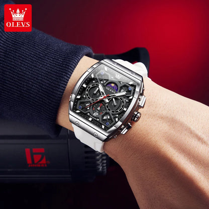 OLEVS Top Brand Fashion Trend New Men Watch Best Selling Original Silicone Strap Multifunction Quartz Luxury Men's Wrist Watches