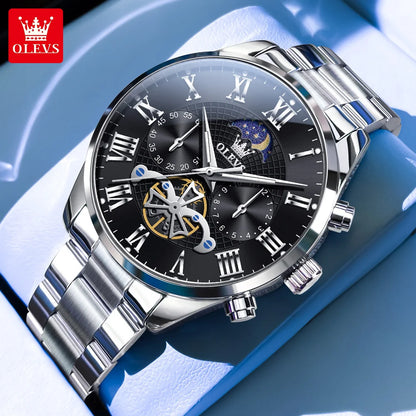 OLEVS Casual Fashion Men Watch High Quality Original Stainless Steel Waterproof Luxury Multifunction Quartz Men's Wrist Watches