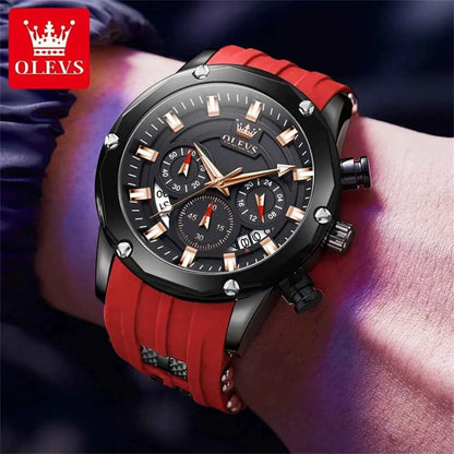 OLEVS High Quality Luxury Quartz Men Watch Original Silicone Strap Waterproof Multifunction Casual Fashion Trend Wrist Watch Men